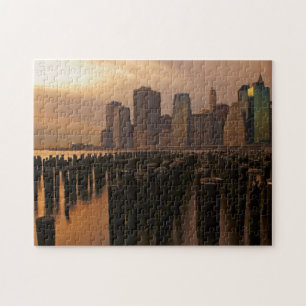 Glühen des Sonnenuntergangs während der Puzzle