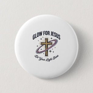 Glühen für Jesus Christliches Kreuz Vintage Vektor Button