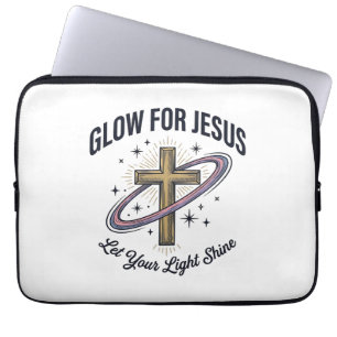 Glühen für Jesus Christliches Kreuz Vintage Vektor Laptopschutzhülle