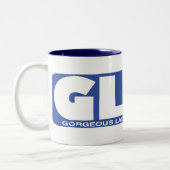 GLÜHEN großes Tassen-Blau-Logo Zweifarbige Tasse (Links)