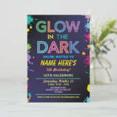 Glühen im dunklen Birthday Neon Paint Skate Tanz Einladung (Stehend Vorderseite)