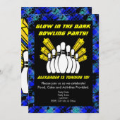 Glühen im dunklen Bowling Party Geburtstag Einladung (Vorne/Hinten)