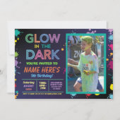 Glühen im dunklen Geburtstag Neon Paint Party Foto Einladung (Vorderseite)