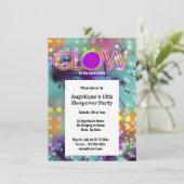 Glühen im dunklen Neon-Party-Funken Einladung (Stehend Vorderseite)