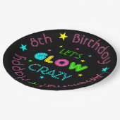 Glühen in den dunkelschwarzen Party-Tellern Pappteller (Schrägansicht)