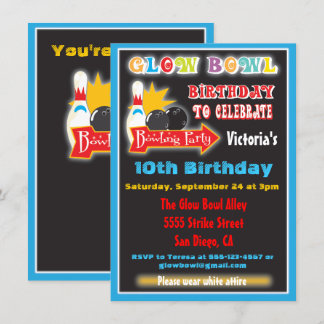 Glühen in den dunklen Bowling-Party Einladungen