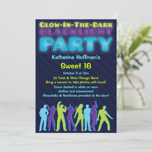 Glühen in der Dunkellichtblende-Party Einladung (Stehend Vorderseite)