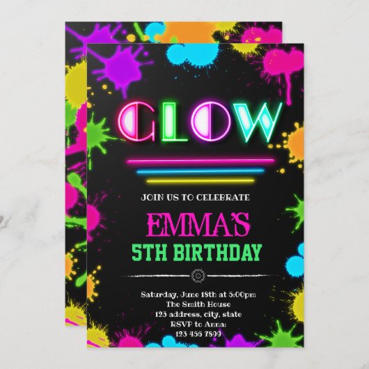 Glühen in der dunklen Einladung (Vorne/Hinten)