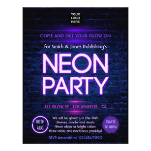 Glühen in der dunklen Neon Corporate Party Einladu Flyer