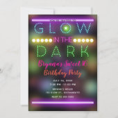 Glühen in der dunklen Neon Lights Fun Birthday Par Einladung (Vorderseite)