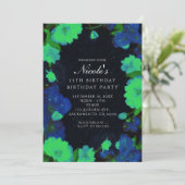 Glühen in dunkelglühenden Blume Party Einladungen (Stehend Vorderseite)