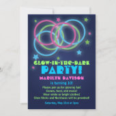 Glühen in dunklen Party Einladungen Rings & Stars (Vorderseite)