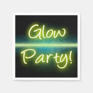 Glühen-Party, gelbes/grünes Blacklight Serviette