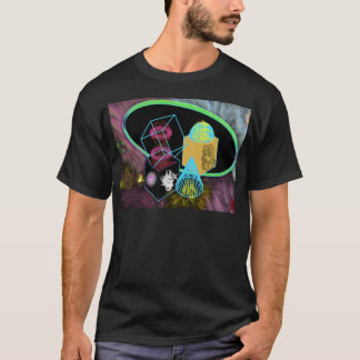Glühen Sie in die dunklen Formen, die durch T-Shirt
