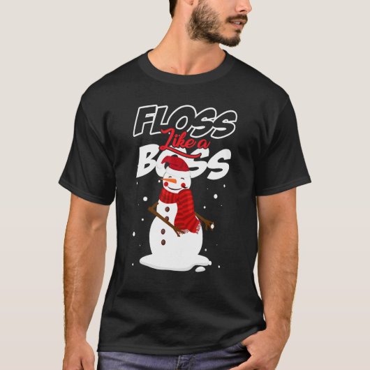 Glühen wie ein Boss Snowman Flossen Weihnachten T-Shirt (Vorderseite)