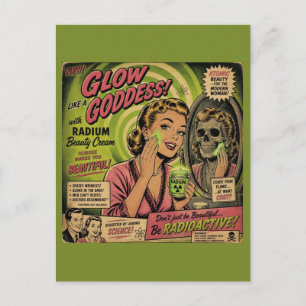 Glühen wie eine Göttin Retro-Schönheitscreme Scifi Postkarte