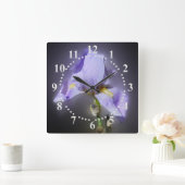 glühend lila quadratische wanduhr (Zuhause)