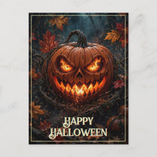 Glühendäugiger Kürbis Frohes Halloween Herbst Feiertagspostkarte
