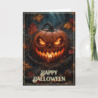 Glühendäugiger Kürbis Frohes Halloween Herbst Karte