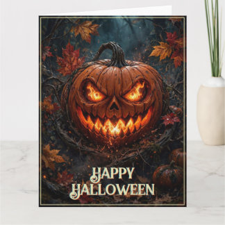 Glühendäugiger Kürbis Frohes Halloween Herbst Karte