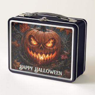 Glühendäugiger Kürbis Frohes Halloween Herbst Metall Brotdose