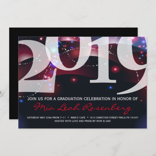 Glühende Abschluss-Einladung-Klasse 2019 Einladung (Vorne/Hinten)