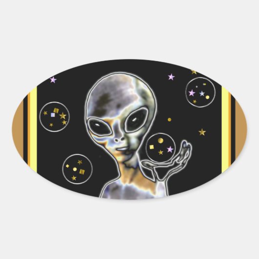 Glühende Alien - Ovaler Aufkleber (Vorderseite)