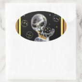 Glühende Alien - Ovaler Aufkleber (Tasche)