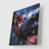 Glühende amerikanische Flagge Quadratische Wanduhr (Winkel)
