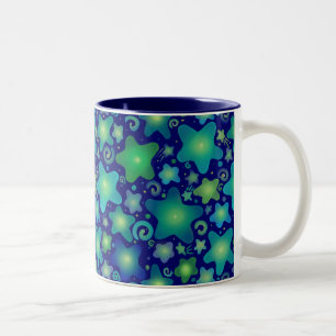 Glühende Aquarellgalaxie Zweifarbige Tasse