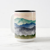 Glühende Bergwelt Wasserfarbe gestrichen Zweifarbige Tasse (Vorderseite Links)