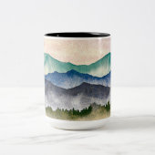 Glühende Bergwelt Wasserfarbe gestrichen Zweifarbige Tasse (Mittel)