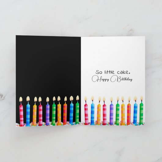 Glühende Birthday Kerzen auf schwarz Karte (Innenseite)