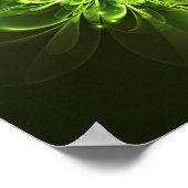 Glühende Blume Fraktal Glitzern Grün Poster (Ecke)