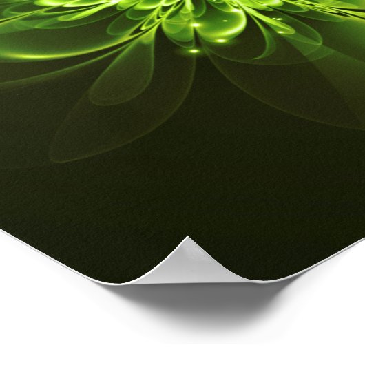 Glühende Blume Fraktal Glitzern Grün Poster (Ecke)