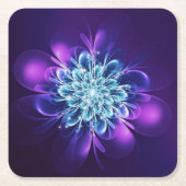 Glühende Blume Fraktal Glitzern Indigo Rechteckiger Pappuntersetzer (Vorderseite)
