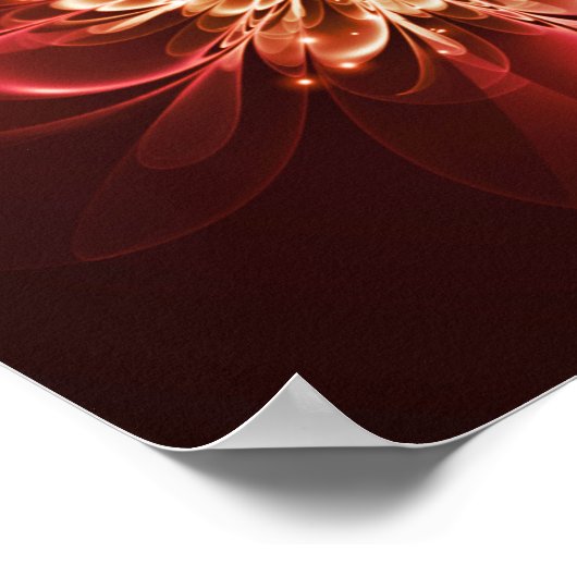 Glühende Blume Fraktal Glitzern Rot Poster (Ecke)