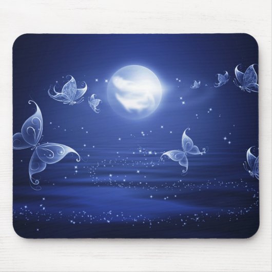 Glühende Butterfliegen Luna-Motten fliegen durch M Mousepad (Vorne)