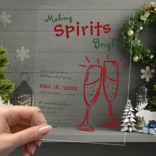 Glühende Champagner-Weihnachtsfeier Acryleinladungen