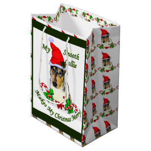 Glühende Collie Weihnachten Frost Mittlere Geschenktüte