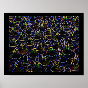 Glühende Coole Kautschukente mit Farbdruck Poster