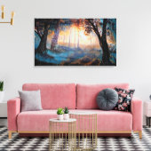 Glühende Dämmerung im Wald Leinwanddruck (Insitu (Wohnzimmer))
