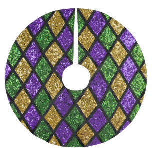 Glühende Diamanten, festlicher Hintergrund Polyester Weihnachtsbaumdecke