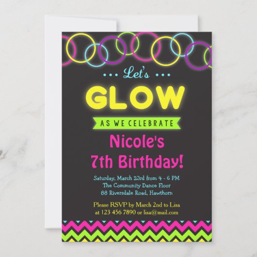 Glühende Einladung / Glühen in dunkler Einladung (Vorderseite)