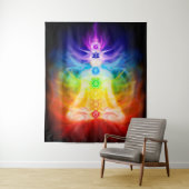 Glühende Energiechakren der esoterischen Kunst des Wandteppich (Beispiel)