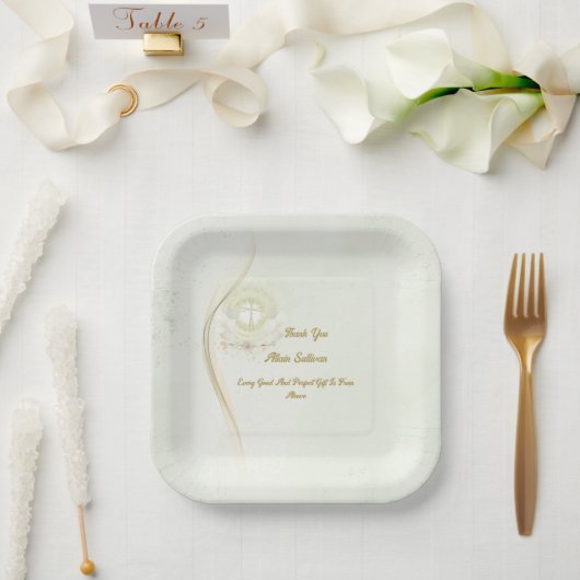 Glühende Engel Tauf-Papierplatten Pappteller (Hochzeit)