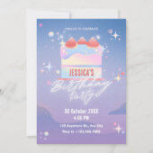 Glühende Erdbeerkuchen Geburtstag Einladung (Vorderseite)