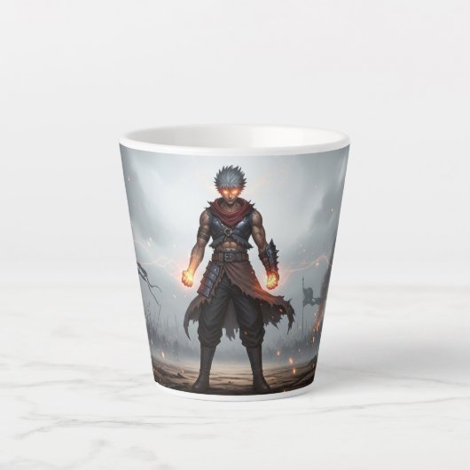 Glühende Fäuste | Dunkle Anime-Krieger-Tasse Milchtasse (Vorderseite)