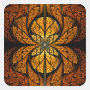 Glühende Feathers Fraktal Art Quadratischer Aufkleber
