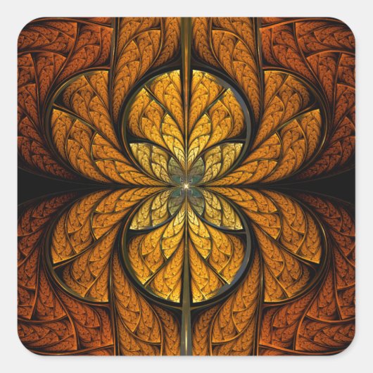 Glühende Feathers Fraktal Art Quadratischer Aufkleber (Vorderseite)